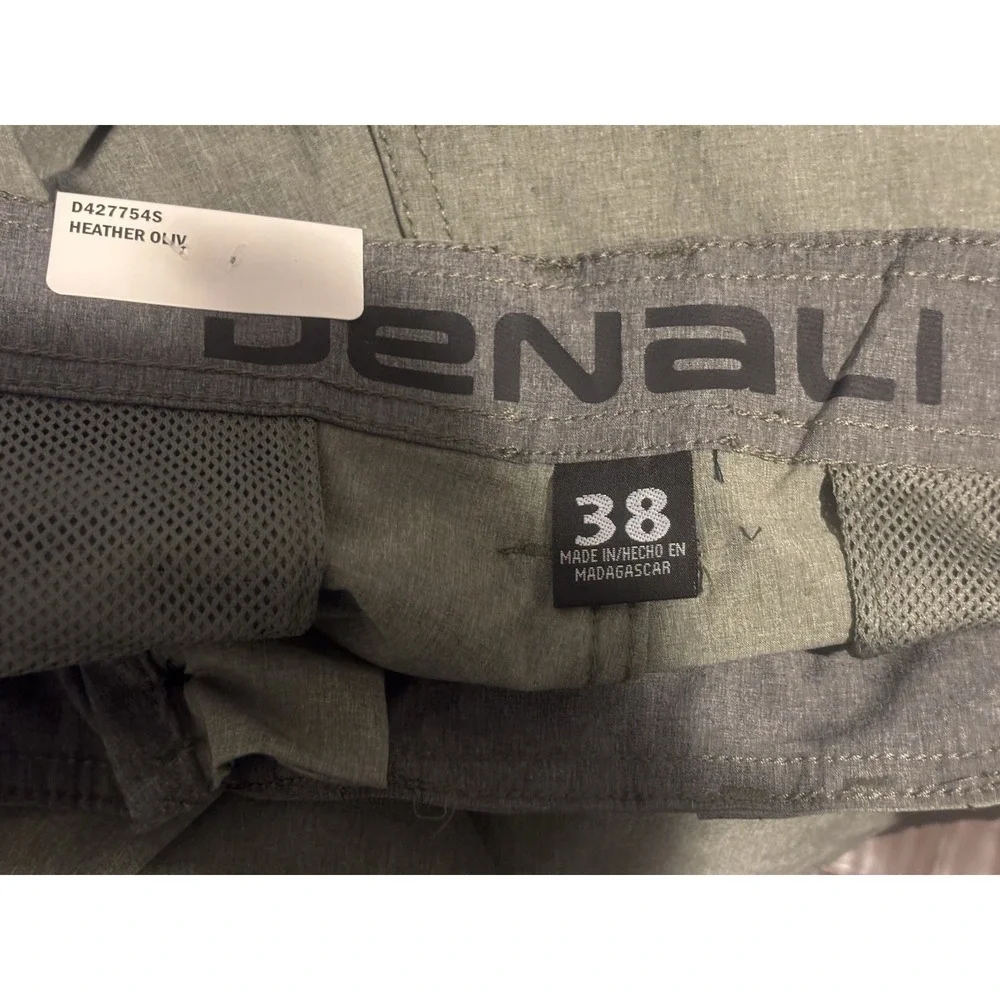 NWT Denali Cargo‎ Shorts Men's Stretch Lightweight Clip Belt 38 Heather Olive